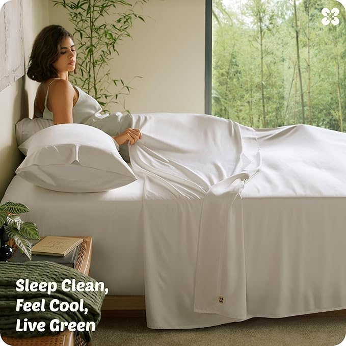 Bamboo Cooling Bed Sheet Set - Queen - 18 in Deep Pocket - 4 Piece