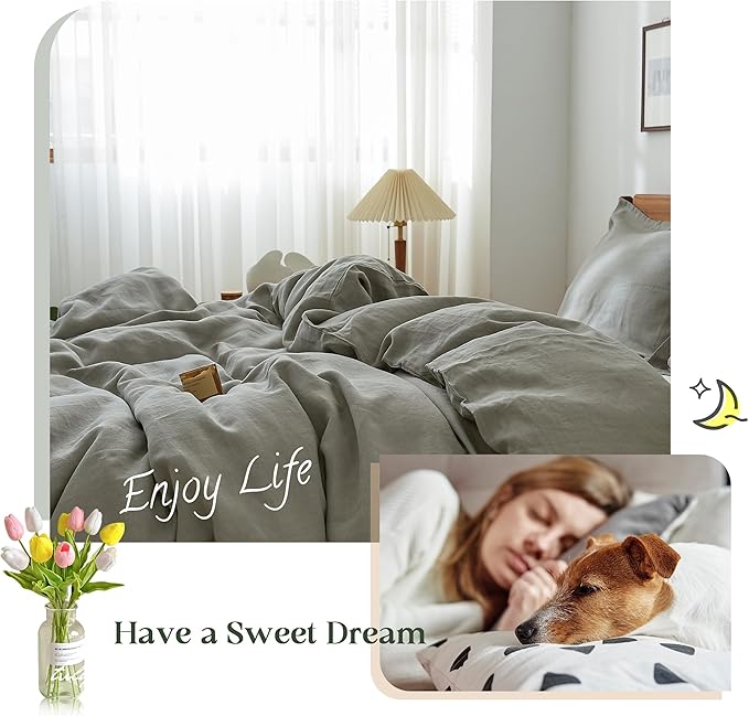 Linen Duvet Cover Set - Queen - 3 Piece
