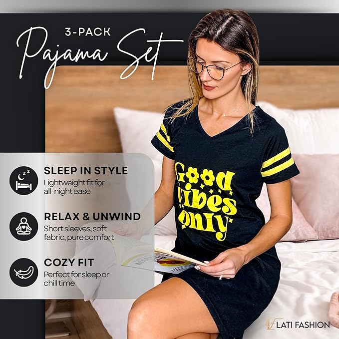 Women's Loungewear - Short Sleeve - 3 Pack