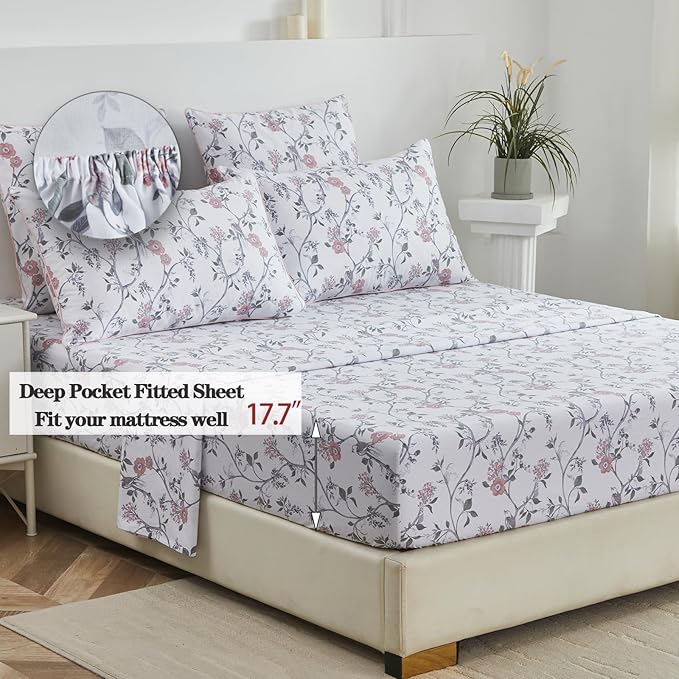 Bed Sheet Set - Full - 17.7 in Deep Pocket - 4 Piece