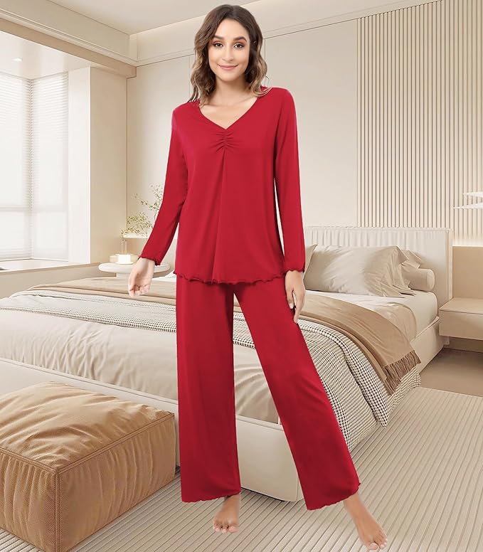 Women's Bamboo Pants Pajama Set - Long Sleeve - 2 Piece