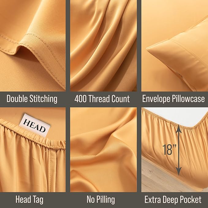Bamboo Cooling Bed Sheet Set - King - 18 in Deep Pocket