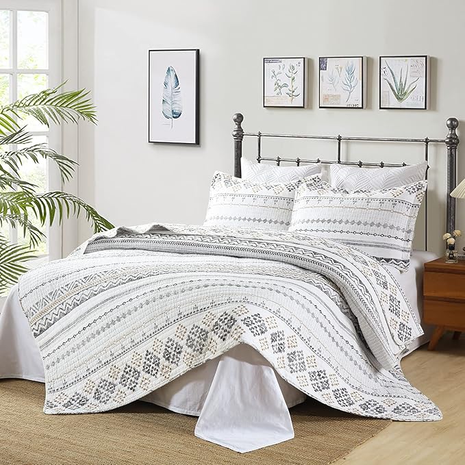100% Cotton Quilt Set - King - 3 Piece