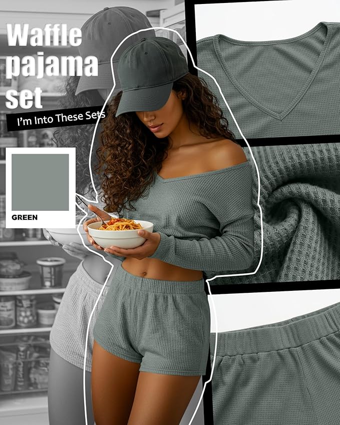 Women's Shorts Pajama Set - Long Sleeve - 2 Pack - 2 Piece