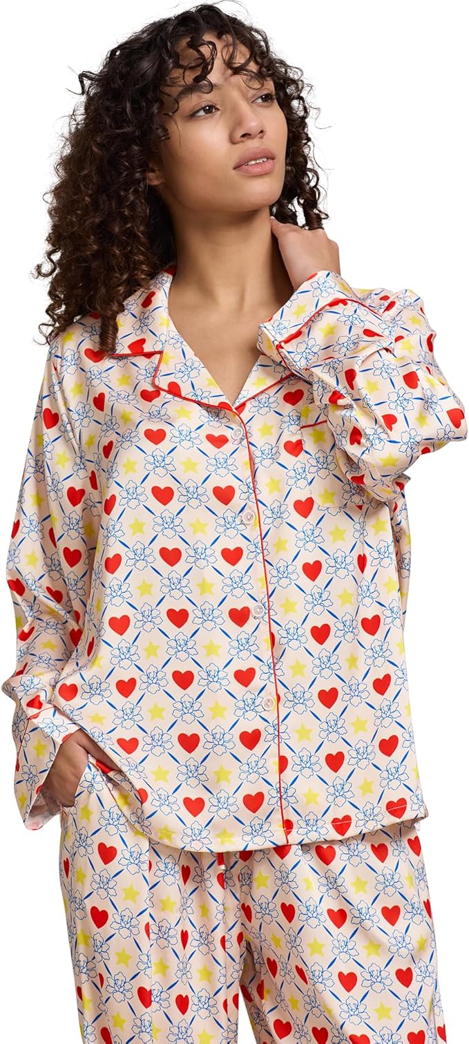 Satin Pajama Set - Long Sleeve - 2 Piece