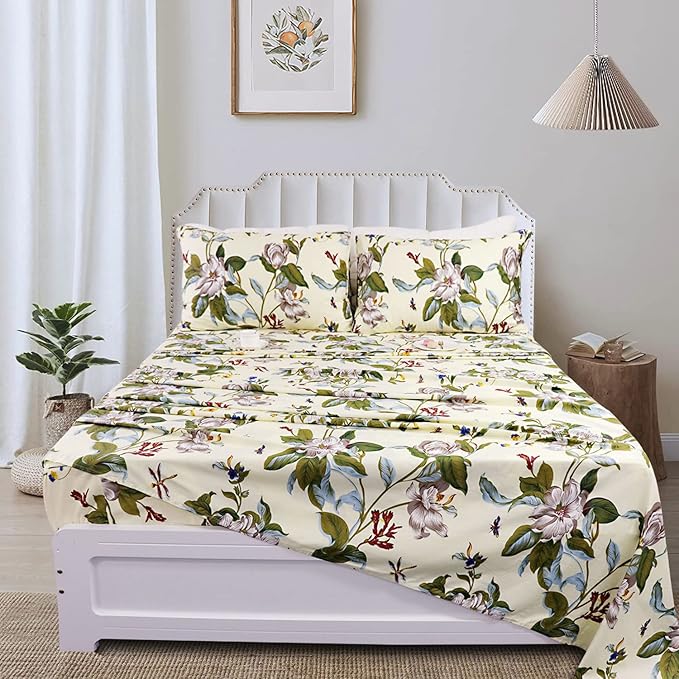 100% Cotton Bed Sheet Set - Queen - 4 Piece