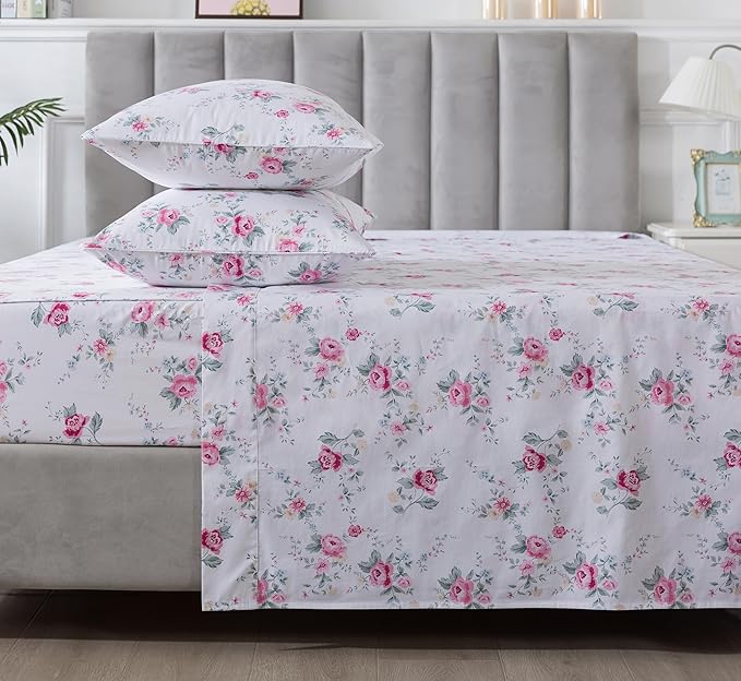 100% Cotton Bed Sheet Set - California King - 4 Piece