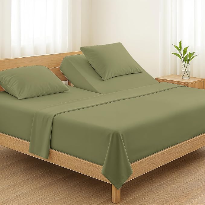 Linen Cooling Bed Sheet Set - Split King - 16 in Deep Pocket - 5 Piece