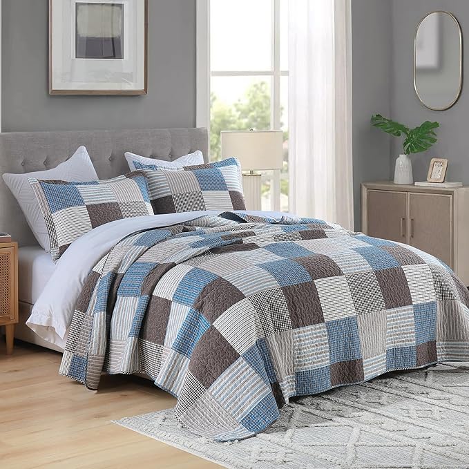 100% Cotton Quilt Set - King - 3 Piece