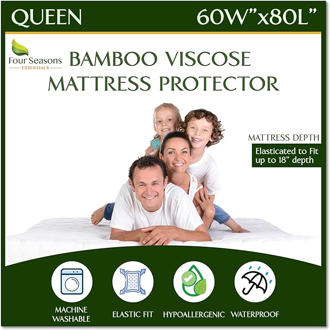Bamboo Cooling Mattress Protector - Queen