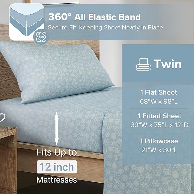 Flannel Bed Sheet Set - Twin - 3 Piece
