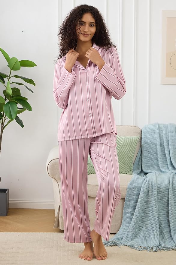 Satin Pajama Set - Long Sleeve - 2 Piece
