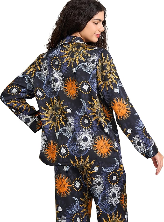 Satin Pajama Set - Long Sleeve - 2 Piece