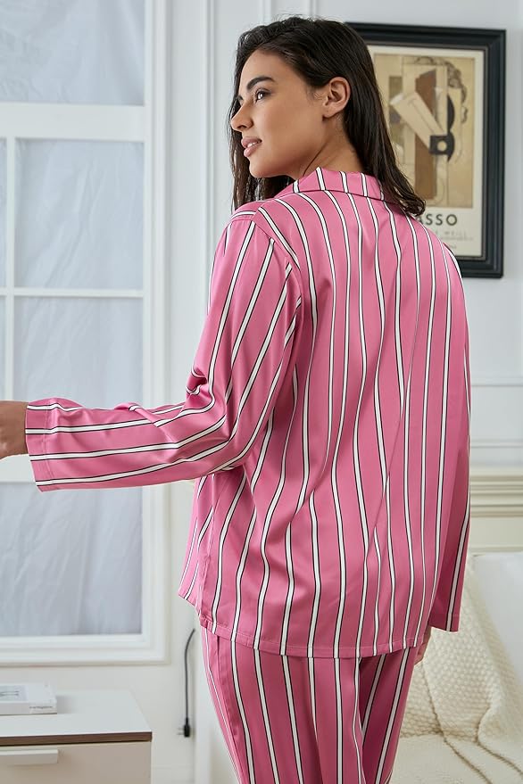 Satin Pajama Set - Long Sleeve - 2 Piece