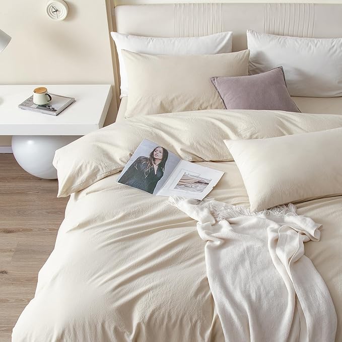 Linen Duvet Cover Set - Queen - 98 x 98 in - 3 Piece