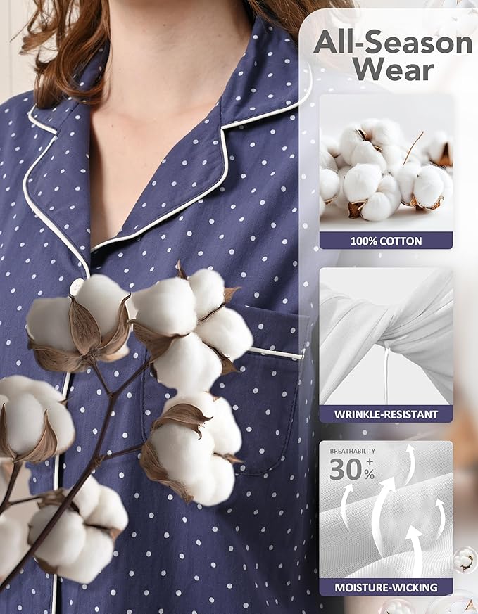 Women's 100% Cotton Pajama Set - 2 Piece