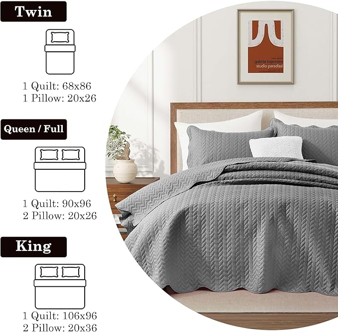 Microfiber Quilt Set - King - 3 Piece