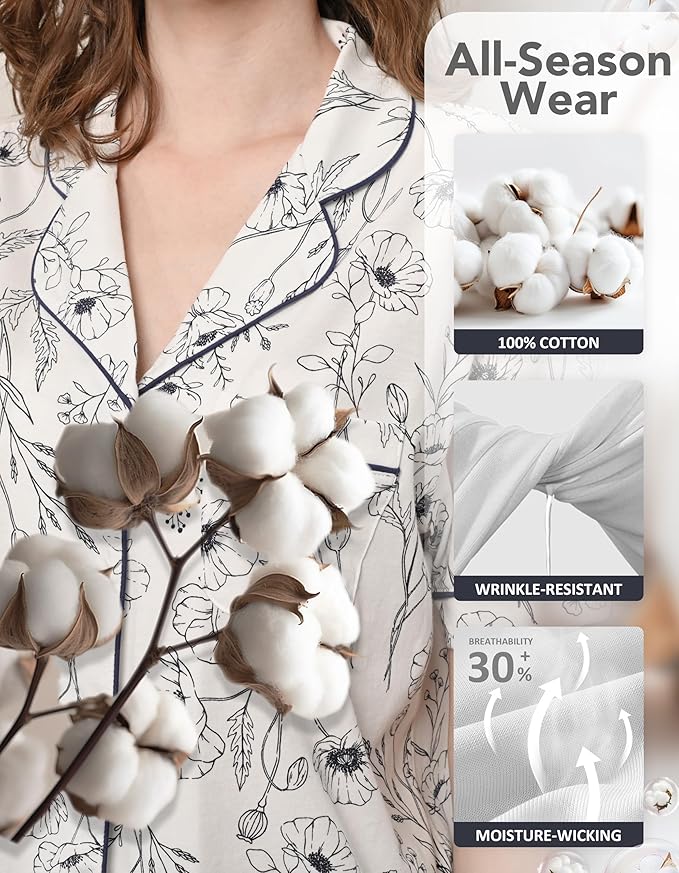 Women's 100% Cotton Pajama Set - 2 Piece