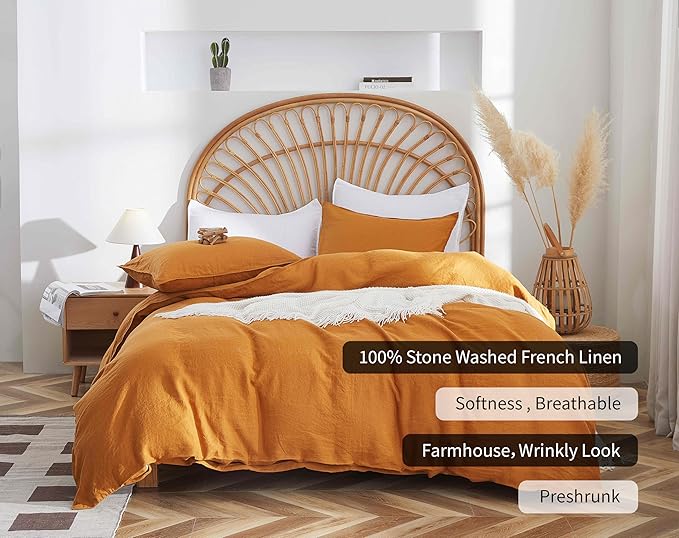 Linen Duvet Cover Set - Queen - 3 Piece