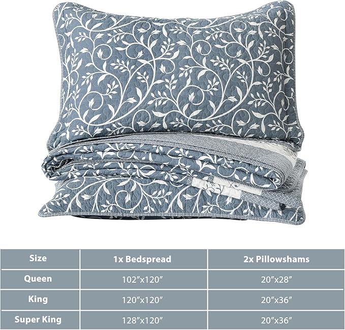 100% Cotton Bedding Set - King - 3 Piece