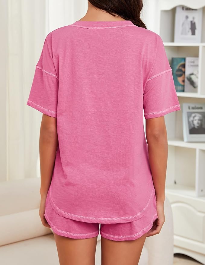Women's 100% Cotton Shorts Pajama Set - Short Sleeve - 2 Piece