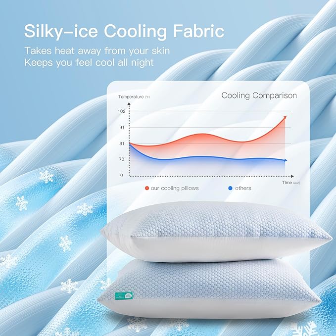 100% Cotton Cooling Bed Pillow - Queen - 2 Piece