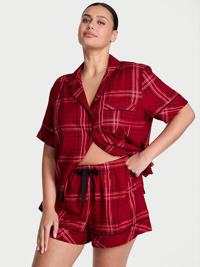 Women's Flannel Pajama Set - Short Sleeve - 2 Piece