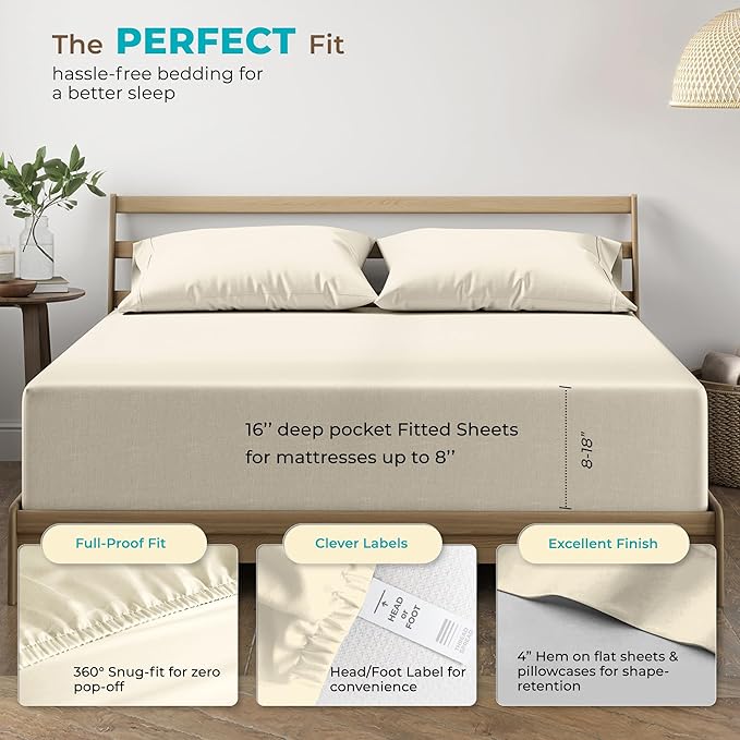 Cooling Bed Sheet Set - Twin XL - 16 in Deep Pocket - 3 Piece