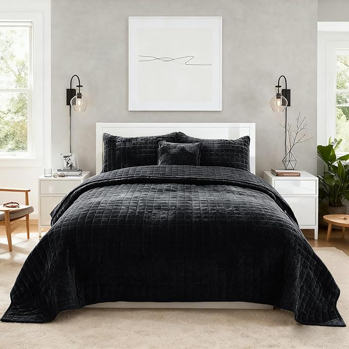 Velvet Quilt Set - California King - 3 Piece