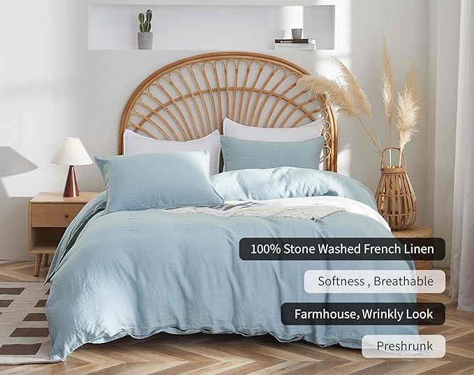 Linen Duvet Cover Set - Queen - 3 Piece
