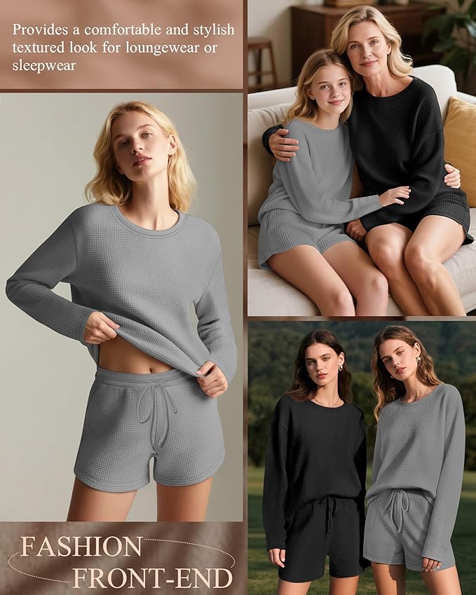 Women's Shorts Pajama Set - Long Sleeve - 2 Pack - 2 Piece