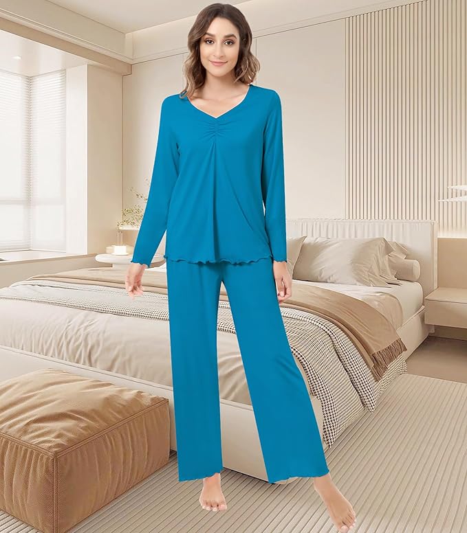 Women's Bamboo Pants Pajama Set - Long Sleeve - 2 Piece