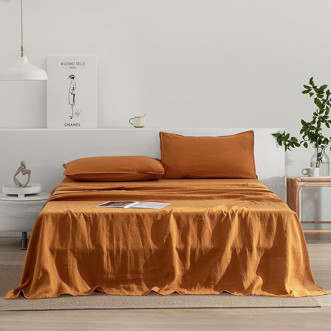 Linen Bed Sheet Set - King - 4 Piece