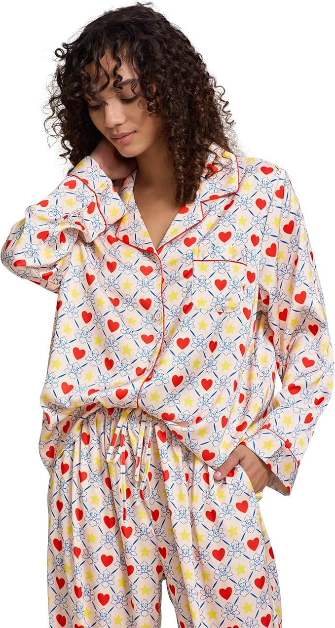 Satin Pajama Set - Long Sleeve - 2 Piece