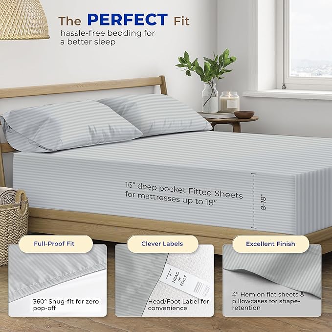 Cooling Bed Sheet Set - Queen - 16 in Deep Pocket - 4 Piece