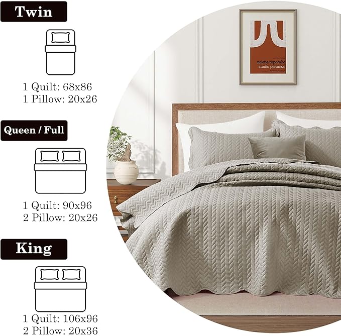 Microfiber Quilt Set - California King - 3 Piece
