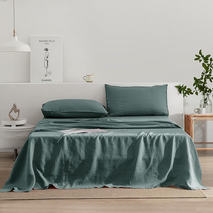 Linen Bed Sheet Set - King - 16 in Deep Pocket - 3 Piece