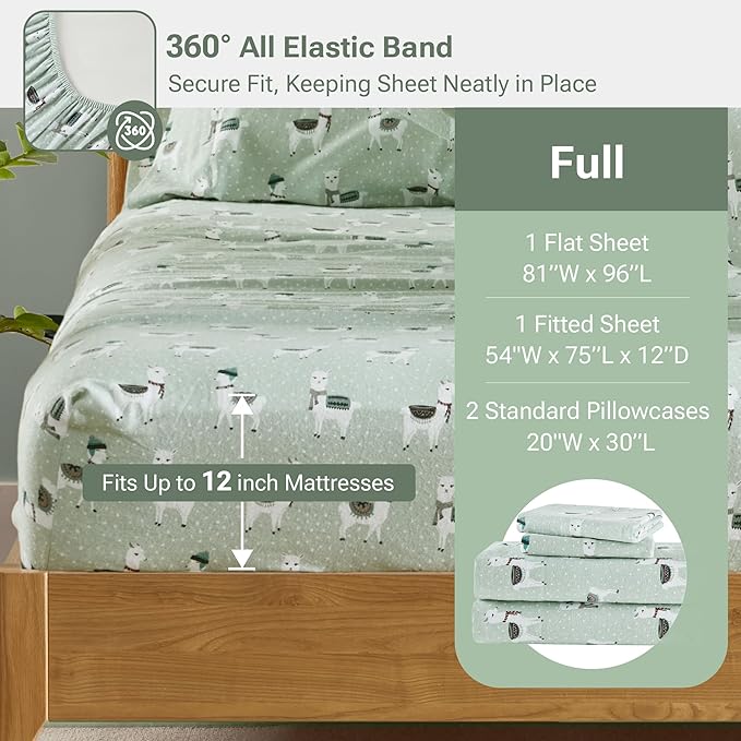100% Cotton Bed Sheet Set - Full - 4 Piece