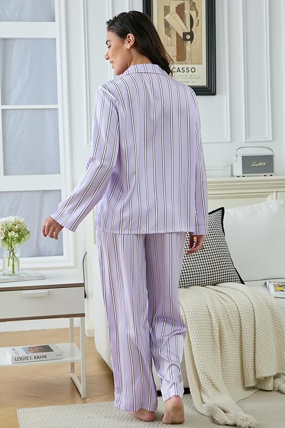 Satin Pajama Set - Long Sleeve - 2 Piece