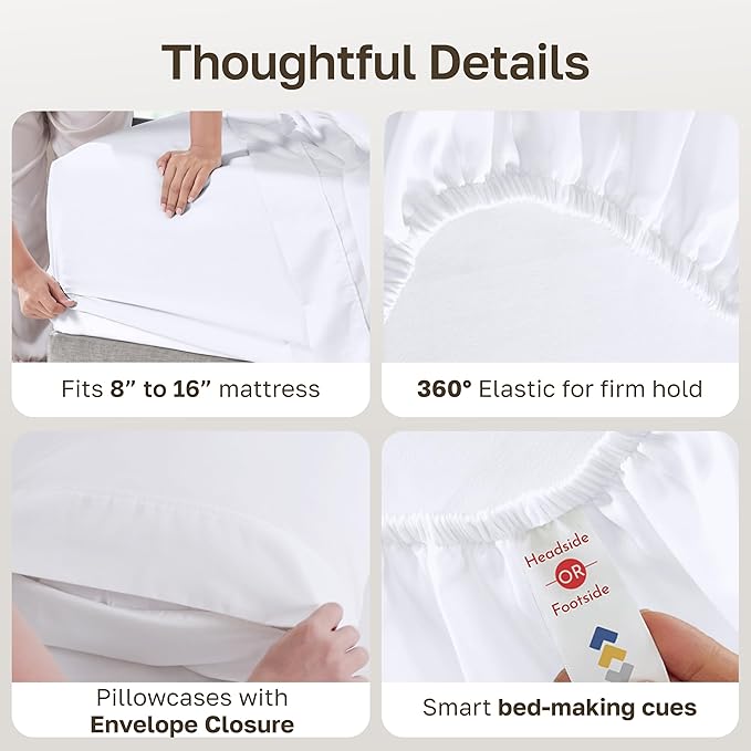 100% Cotton Bed Sheet Set - Queen - 6 Piece