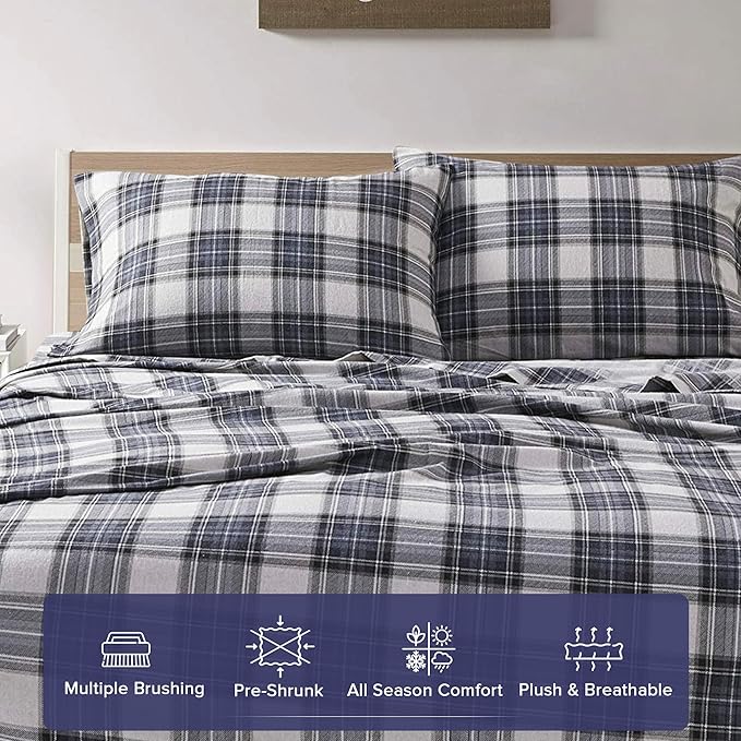 Flannel Bed Sheet Set - King - 4 Piece