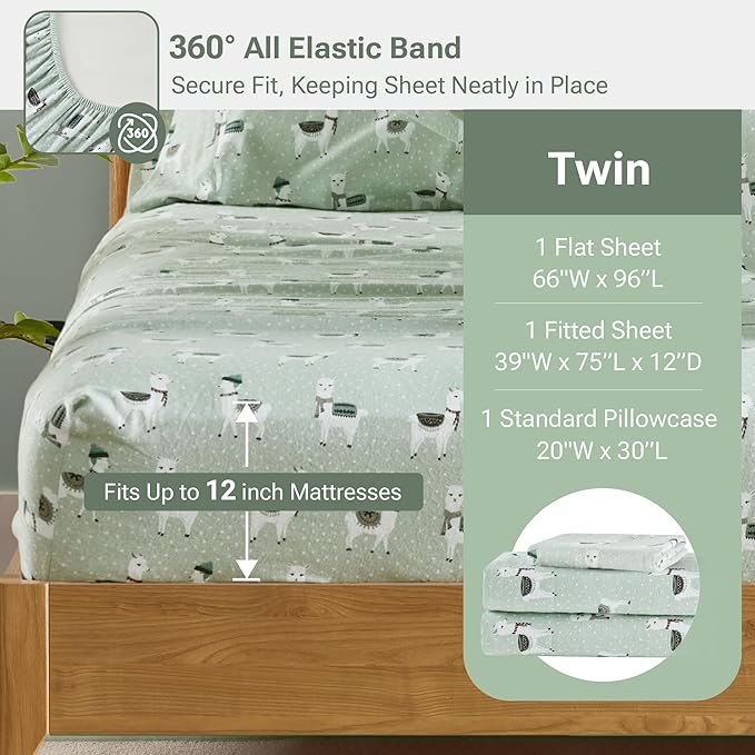 100% Cotton Bed Sheet Set - Twin - 3 Piece