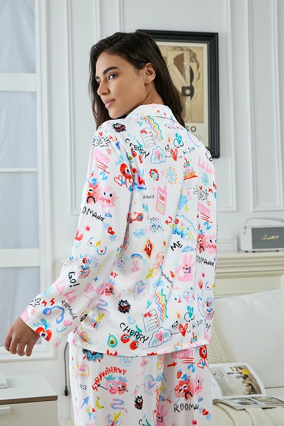 Satin Pajama Set - Long Sleeve - 2 Piece