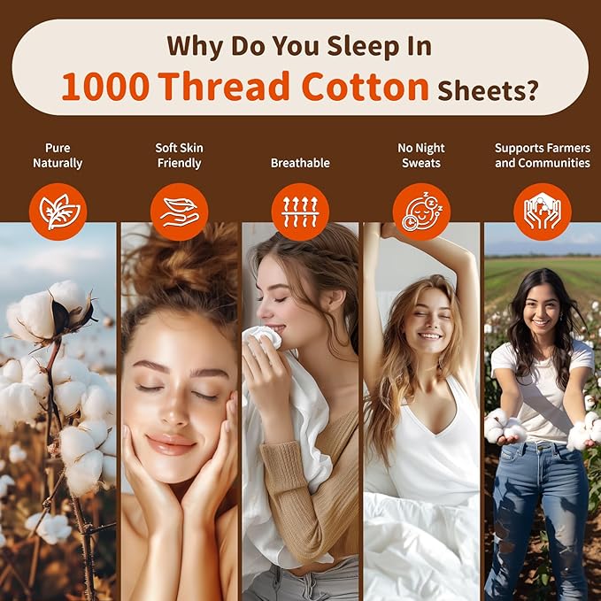100% Cotton Bed Sheet Set - Full - 16 in Deep Pocket - 4 Piece