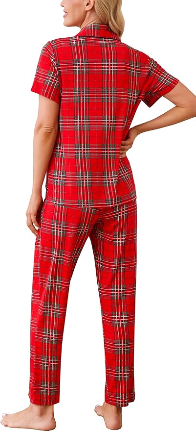 Women's Pants Pajama Set - Short Sleeve - 2 Piece