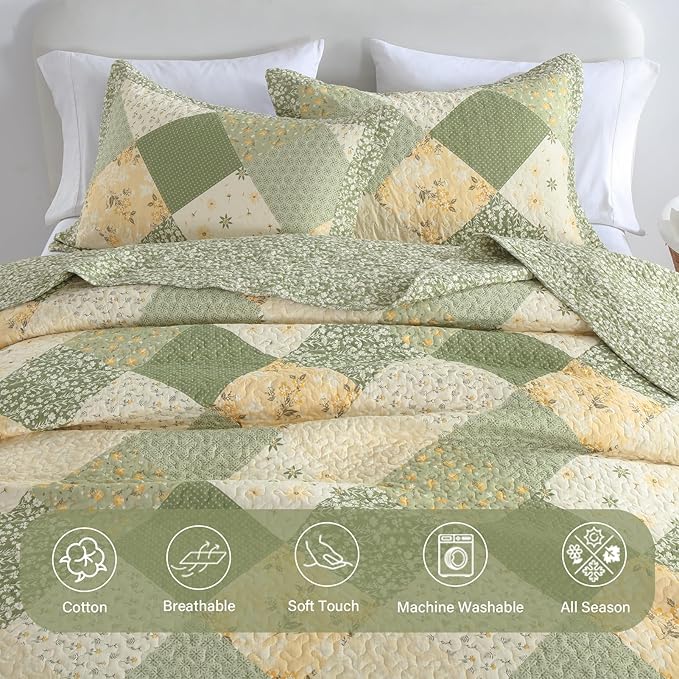 100% Cotton Bedding Set - King - 120 x 118 in - 3 Piece