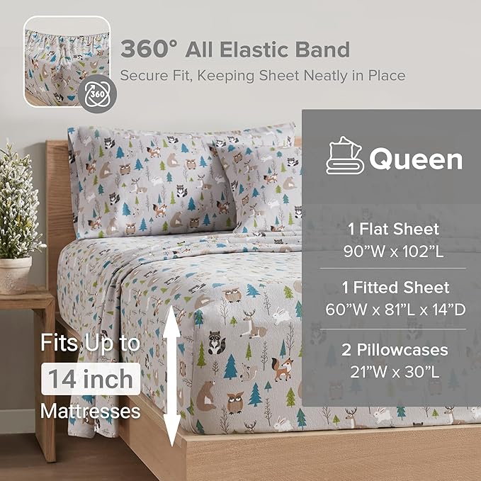 Flannel Bed Sheet Set - Queen - 4 Piece