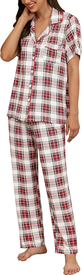 Women's Pants Pajama Set - Short Sleeve - 2 Piece