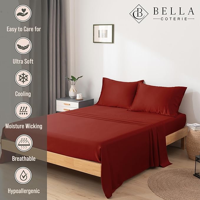 Bamboo Cooling Bed Sheet Set - Queen - 18 in Deep Pocket