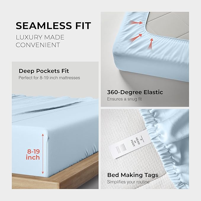 Cooling Bed Sheet Set - King - 17 in Deep Pocket - 4 Piece